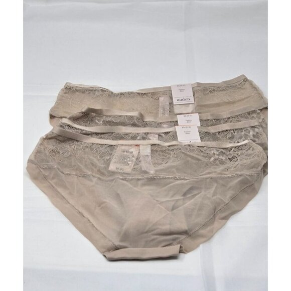 Auden Bikini Panties taupe SOLID FRONT LACE BACK & SIDES Lot of 4 size XS - Picture 2 of 5